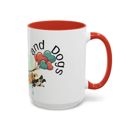 Valentine Dogs Tug-of-Love Mug — Playful Pop-Art Heart Balloons