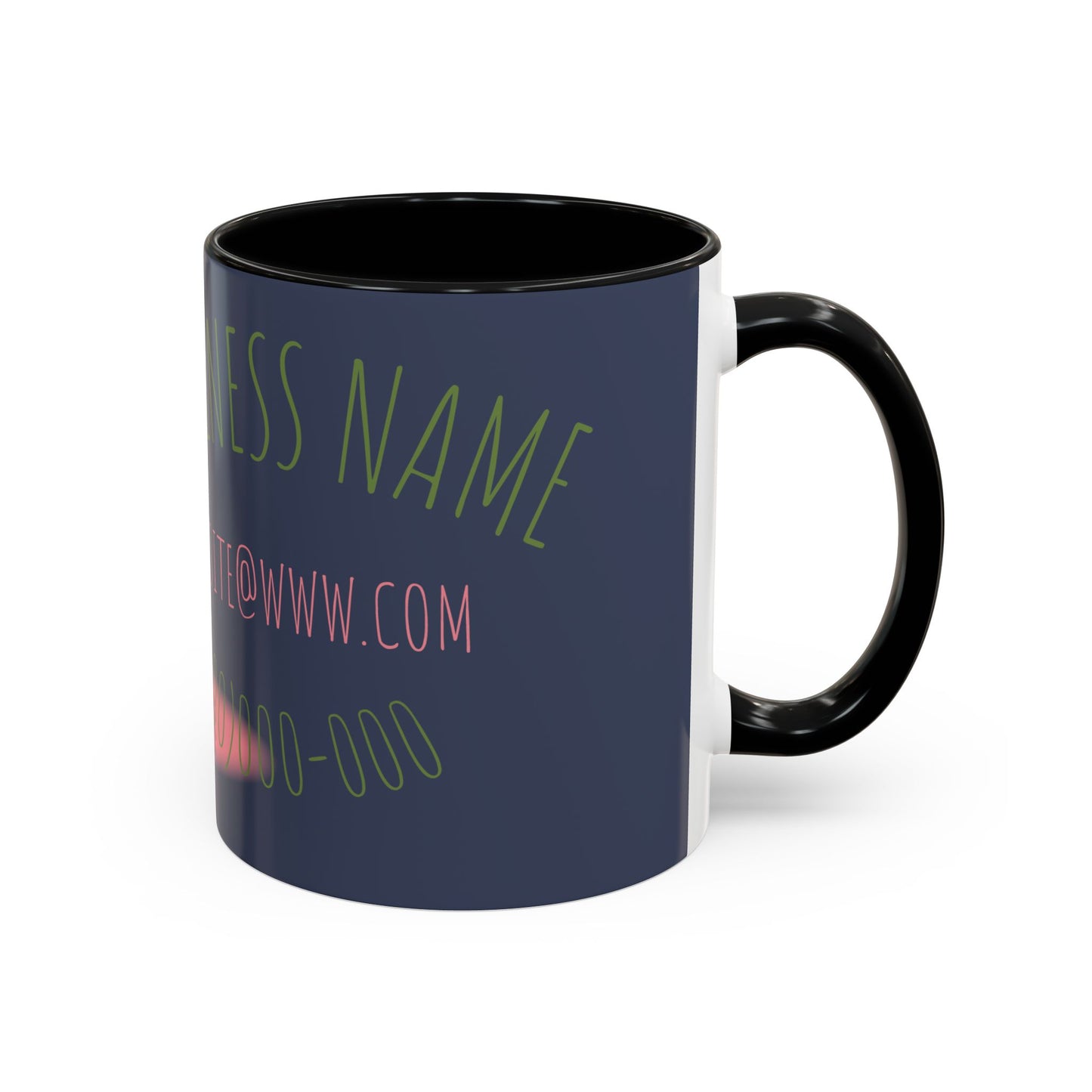 Custom Business Coffee Mug — Personalized Floral Accent Mug with Website & Contact