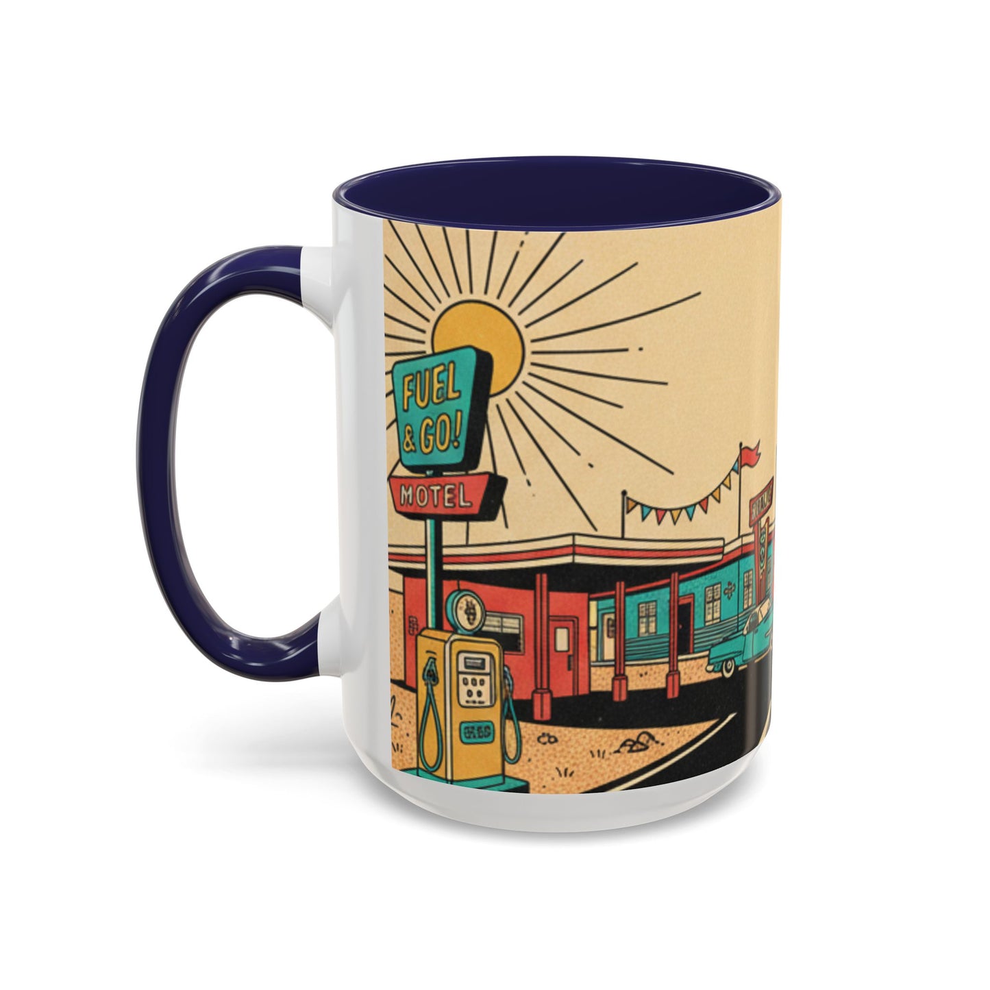 Route 66 Seligman Retro Pop Art Coffee Mug — Vintage Desert Roadside Design (11/15oz)