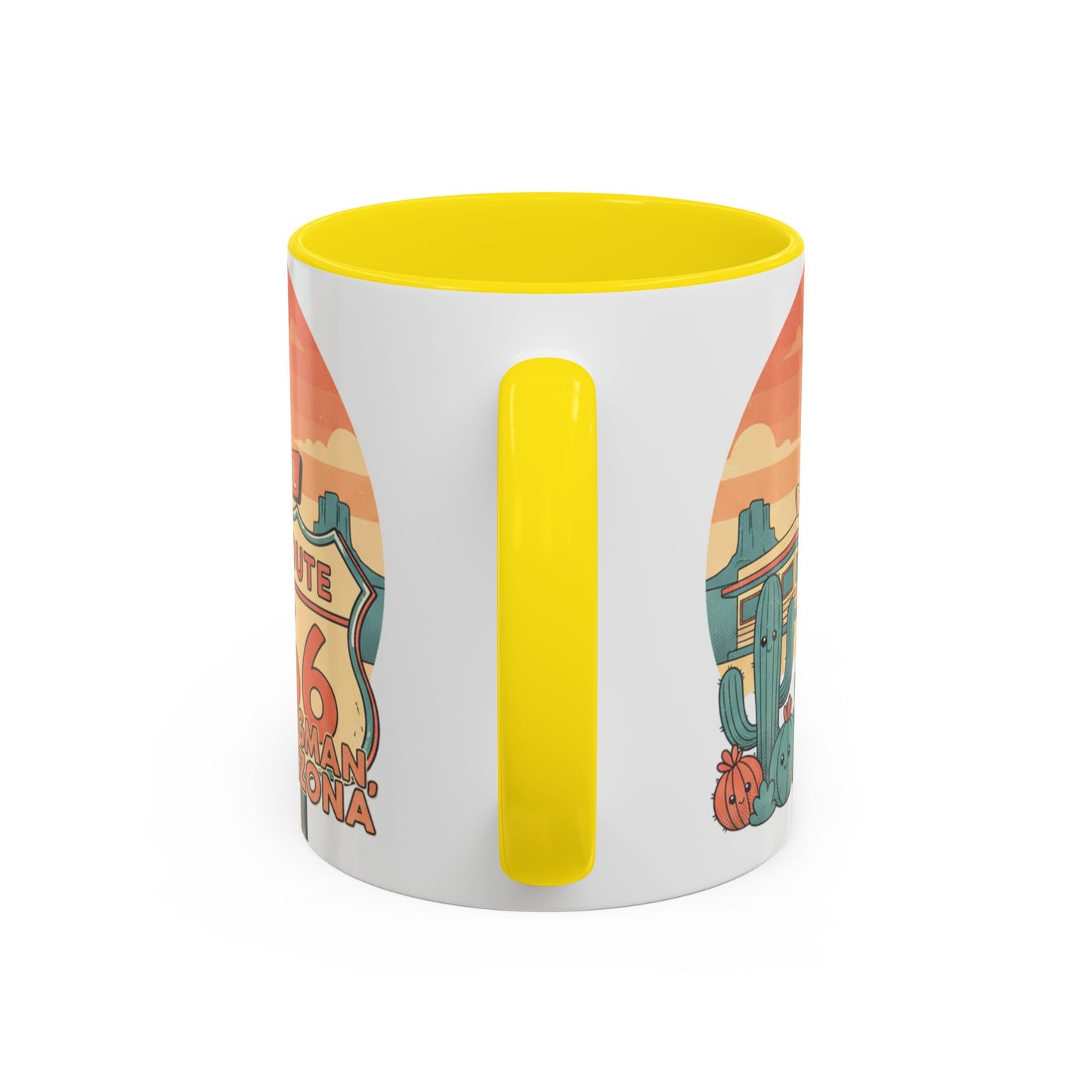 Route 66 Seligman Retro Pop Art Coffee Mug — Pastel Desert Sunset