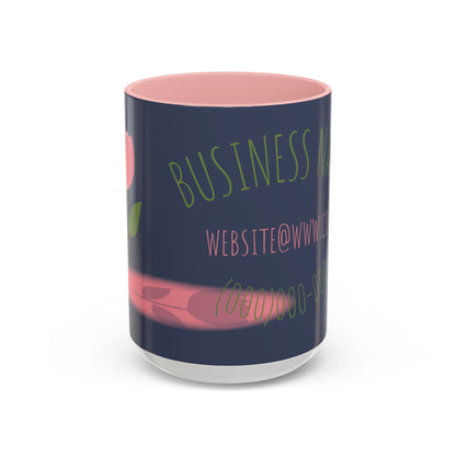 Custom Business Coffee Mug — Personalized Floral Accent Mug with Website & Contact