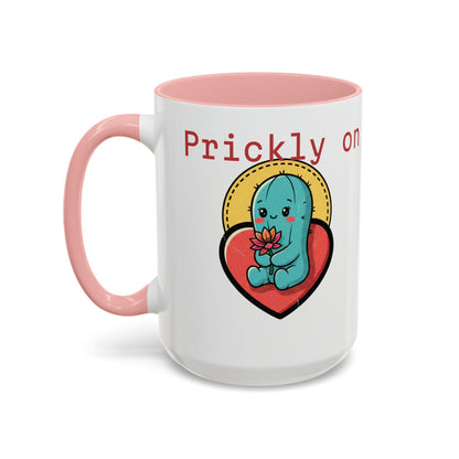 Prickly on the Outside, Soft for You Accent Coffee Mug — Cute Cactus Ceramic Mug (11/15 oz)