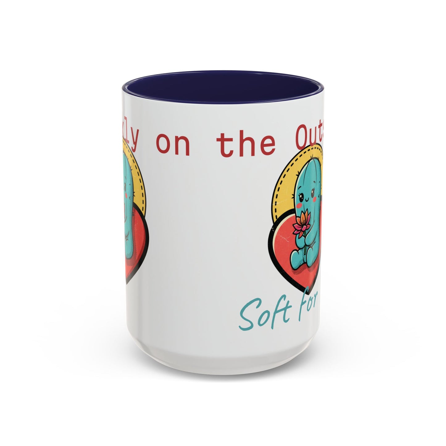 Prickly on the Outside, Soft for You Accent Coffee Mug — Cute Cactus Ceramic Mug (11/15 oz)