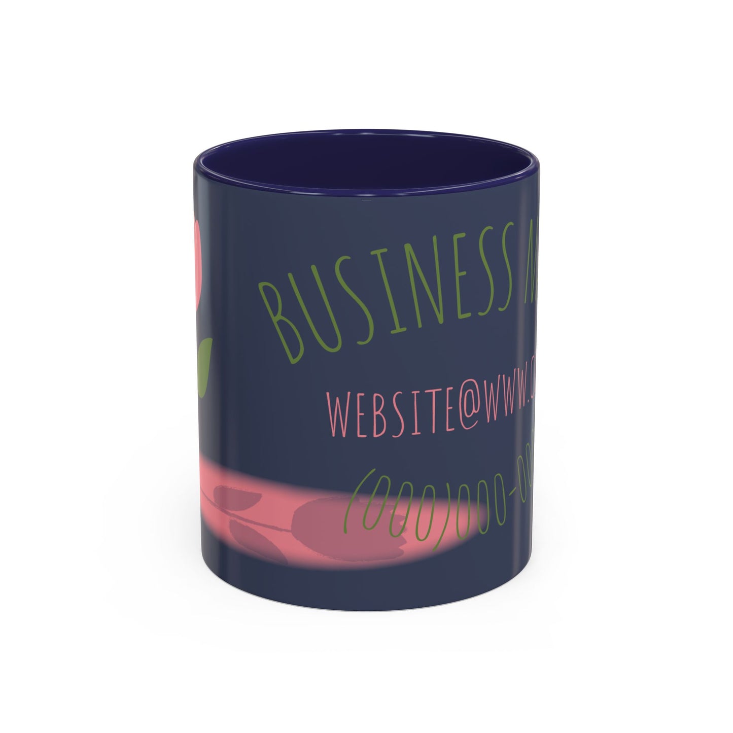 Custom Business Coffee Mug — Personalized Floral Accent Mug with Website & Contact