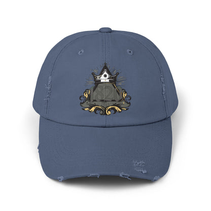 "1820" Distressed Baseball Cap with Gothic Crest Design