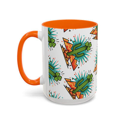 Arizona Shamrock Cactus Mug — Retro Pop Art St. Patrick’s Day Coffee Cup (11/15oz)