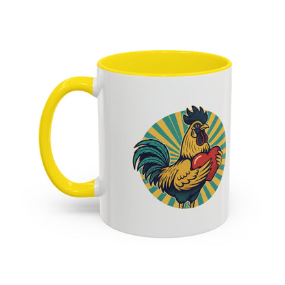 Rooster That Holds My Heart Coffee Mug — Retro Adult Humor (11/15oz)