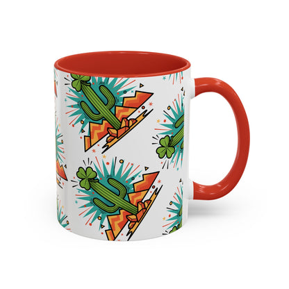 Arizona Shamrock Cactus Mug — Retro Pop Art St. Patrick’s Day Coffee Cup (11/15oz)