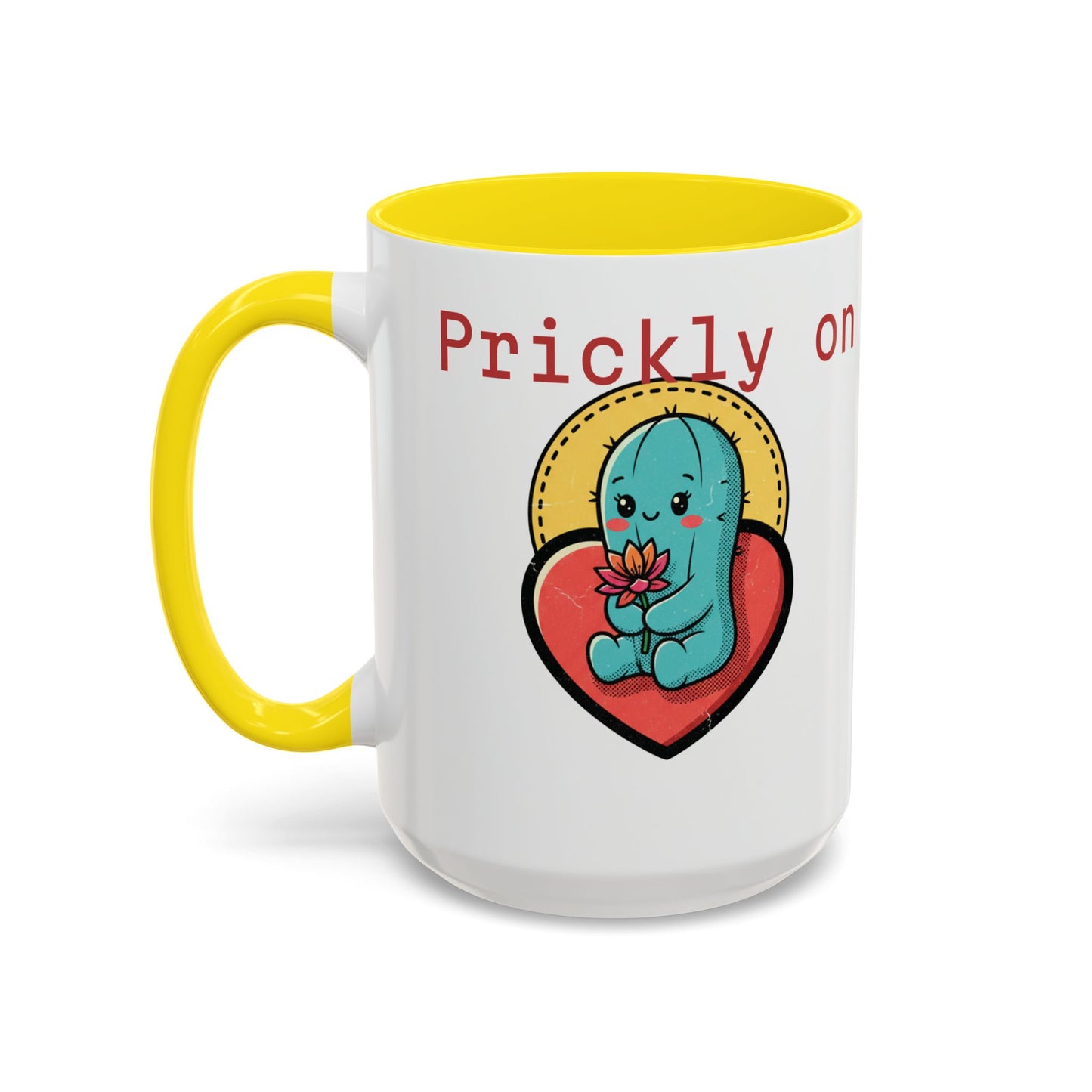 Prickly on the Outside, Soft for You Accent Coffee Mug — Cute Cactus Ceramic Mug (11/15 oz)