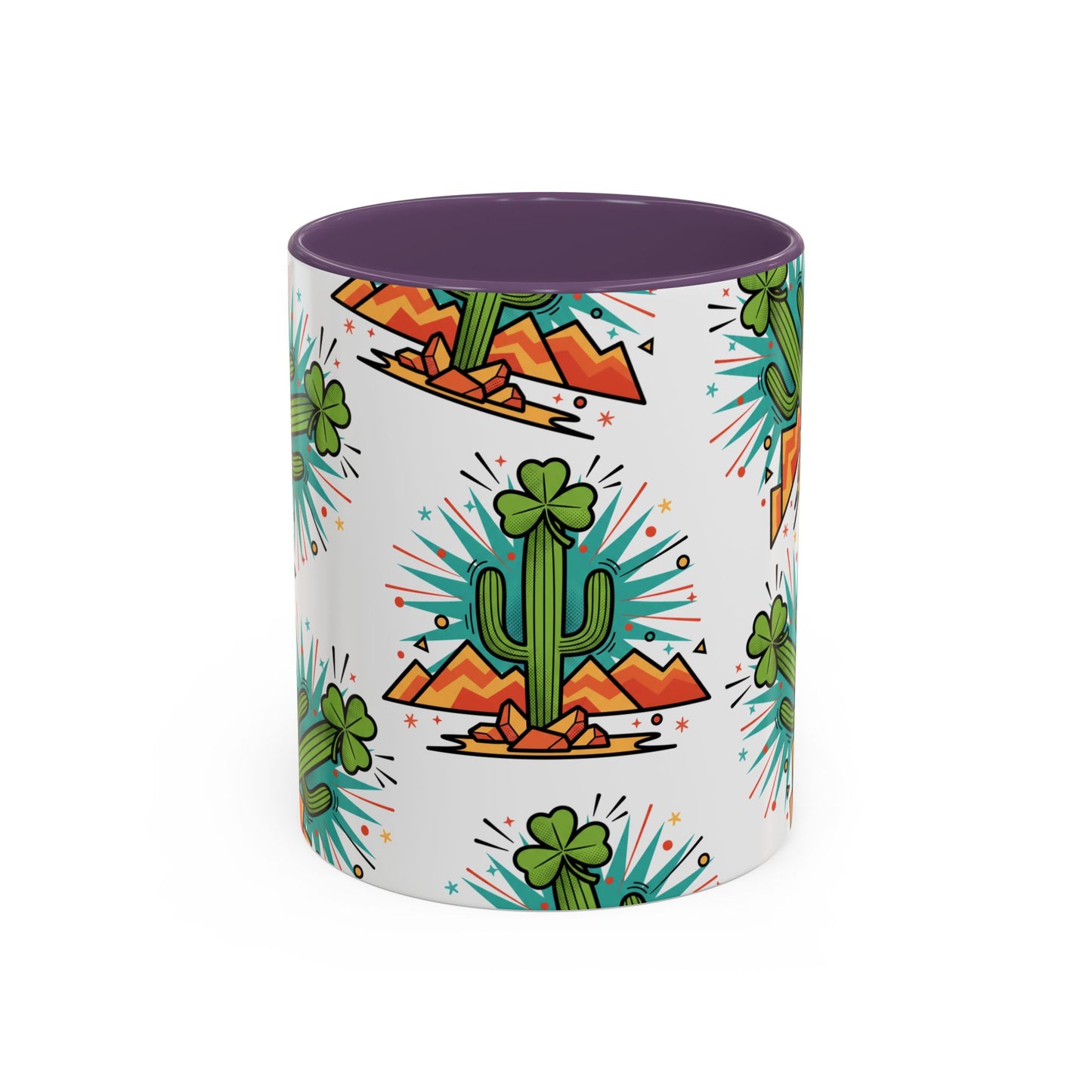 Arizona Shamrock Cactus Mug — Retro Pop Art St. Patrick’s Day Coffee Cup (11/15oz)