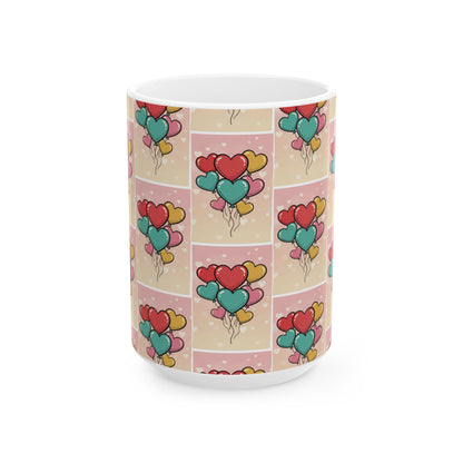 Valentine Heart Balloon Ceramic Mug — 11oz & 15oz