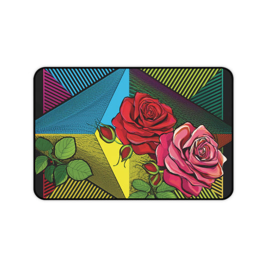 Colorful Floral Desk Mat, Vibrant Office Decor, Gift for Flower Lovers, Gamer Mouse Pad, Home Office Accessory