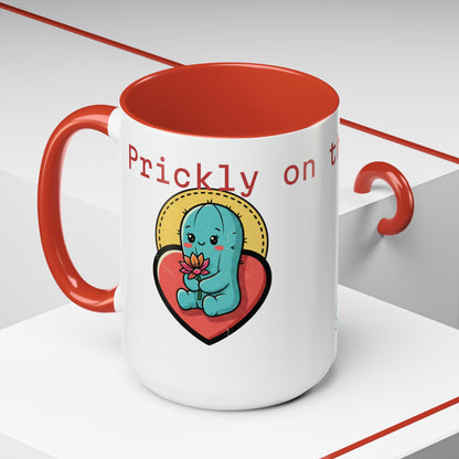 Prickly on the Outside, Soft for You Accent Coffee Mug — Cute Cactus Ceramic Mug (11/15 oz)