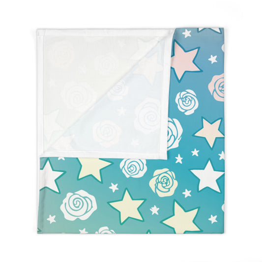Personalized Baby Swaddle Blanket with Stars and Roses - Ideal for Baby Showers, Newborn Gifts, Nursery Decor, Cozy Moments
