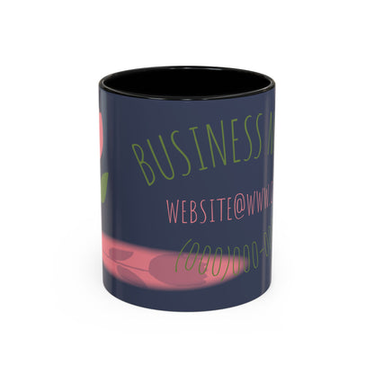 Custom Business Coffee Mug — Personalized Floral Accent Mug with Website & Contact