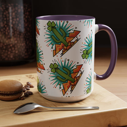 Arizona Shamrock Cactus Mug — Retro Pop Art St. Patrick’s Day Coffee Cup (11/15oz)