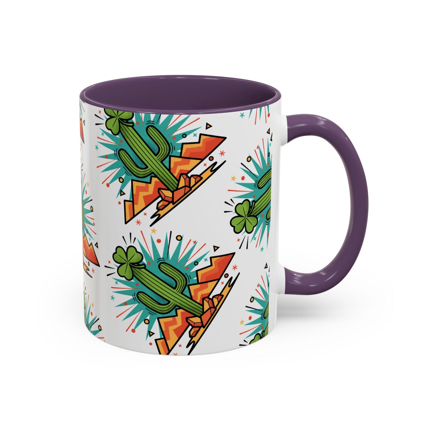 Arizona Shamrock Cactus Mug — Retro Pop Art St. Patrick’s Day Coffee Cup (11/15oz)