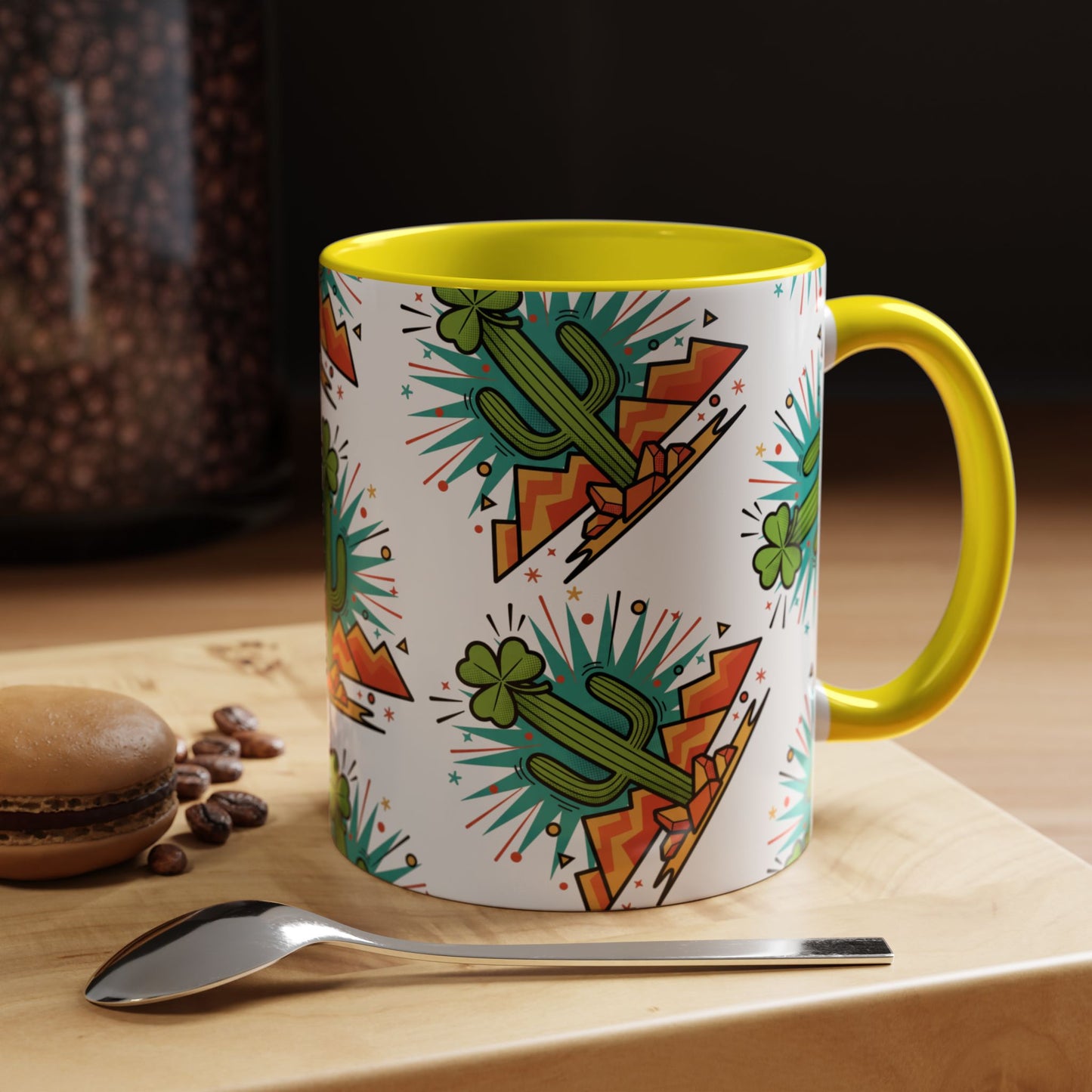 Arizona Shamrock Cactus Mug — Retro Pop Art St. Patrick’s Day Coffee Cup (11/15oz)