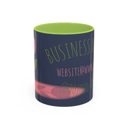 Custom Business Coffee Mug — Personalized Floral Accent Mug with Website & Contact