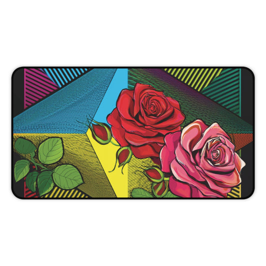 Colorful Floral Desk Mat, Vibrant Office Decor, Gift for Flower Lovers, Gamer Mouse Pad, Home Office Accessory