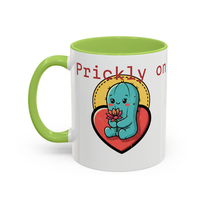 Prickly on the Outside, Soft for You Accent Coffee Mug — Cute Cactus Ceramic Mug (11/15 oz)