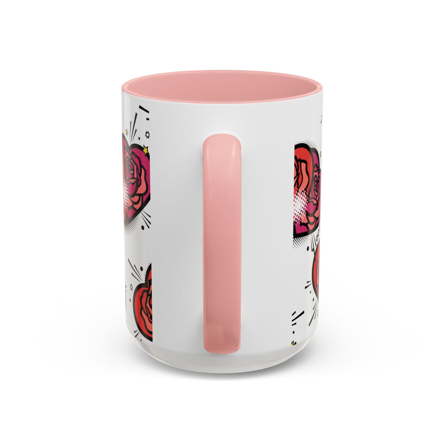 Rose Heart Accent Coffee Mug — Retro Pop Floral Design (11/15 oz)