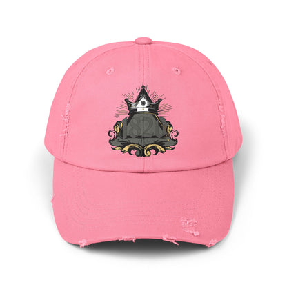 "1820" Distressed Baseball Cap with Gothic Crest Design