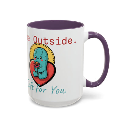 Prickly on the Outside, Soft for You Accent Coffee Mug — Cute Cactus Ceramic Mug (11/15 oz)