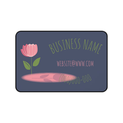 Floral Business Desk Mat — Customizable Logo, Contact Info Mouse Pad