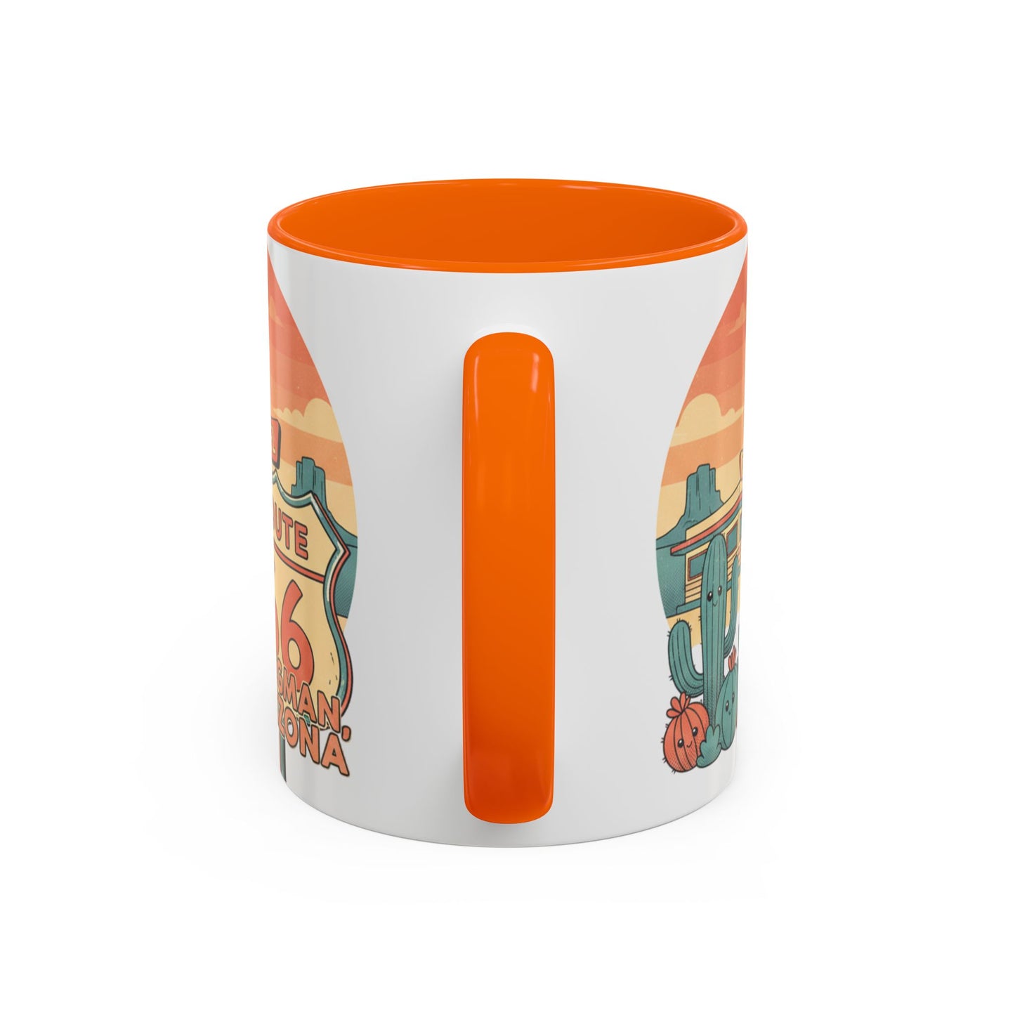 Route 66 Seligman Retro Pop Art Coffee Mug — Pastel Desert Sunset