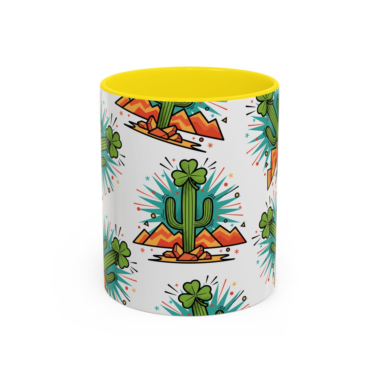 Arizona Shamrock Cactus Mug — Retro Pop Art St. Patrick’s Day Coffee Cup (11/15oz)