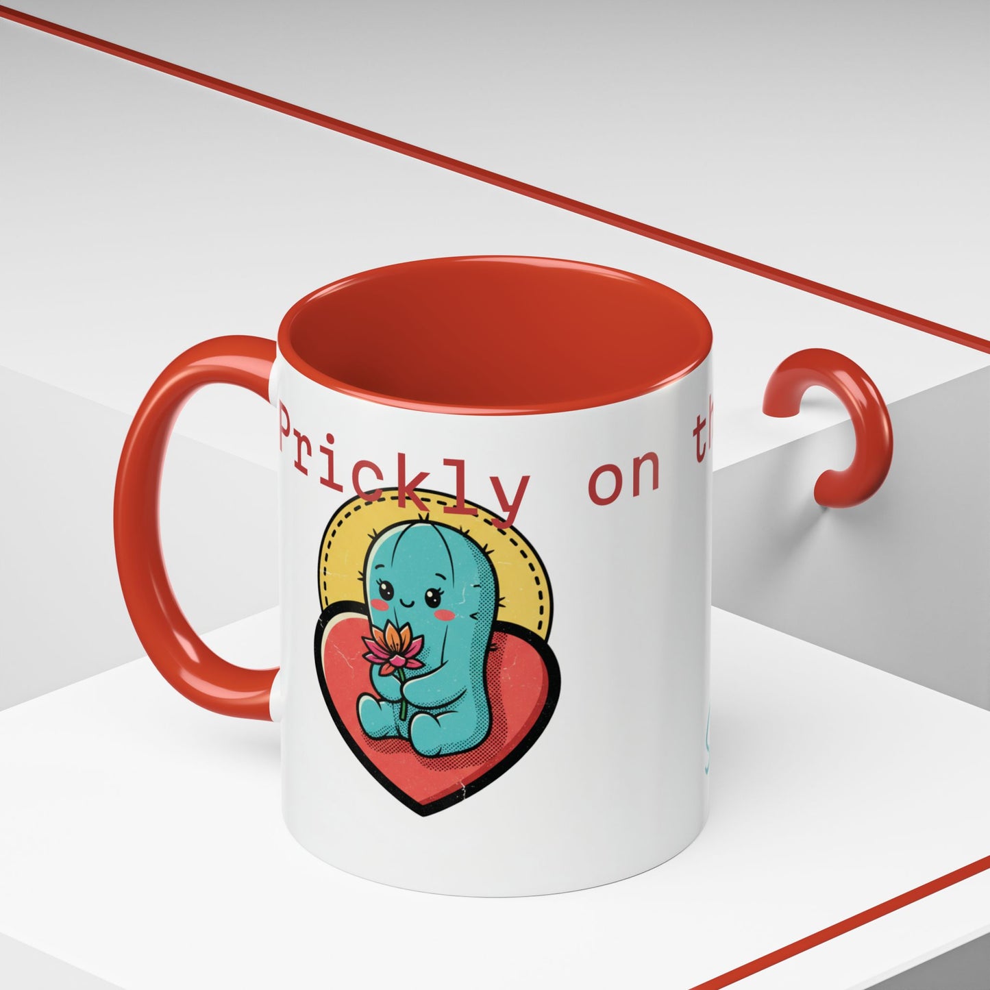 Prickly on the Outside, Soft for You Accent Coffee Mug — Cute Cactus Ceramic Mug (11/15 oz)