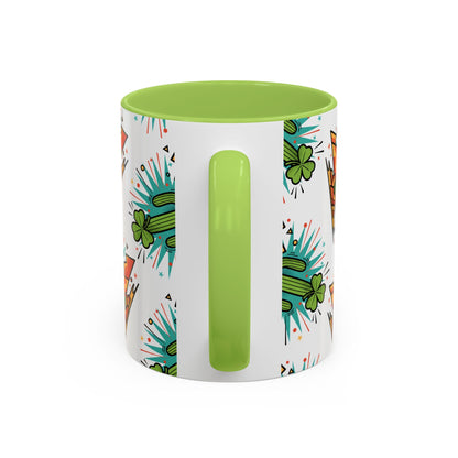 Arizona Shamrock Cactus Mug — Retro Pop Art St. Patrick’s Day Coffee Cup (11/15oz)