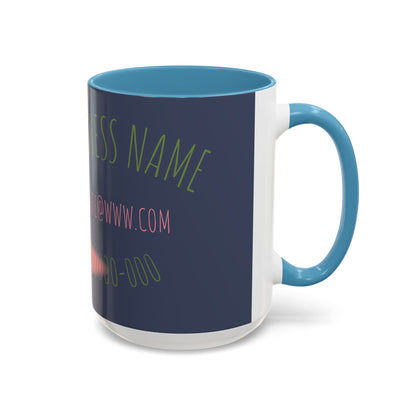 Custom Business Coffee Mug — Personalized Floral Accent Mug with Website & Contact