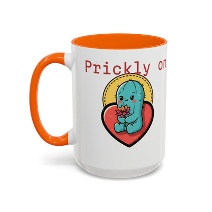 Prickly on the Outside, Soft for You Accent Coffee Mug — Cute Cactus Ceramic Mug (11/15 oz)