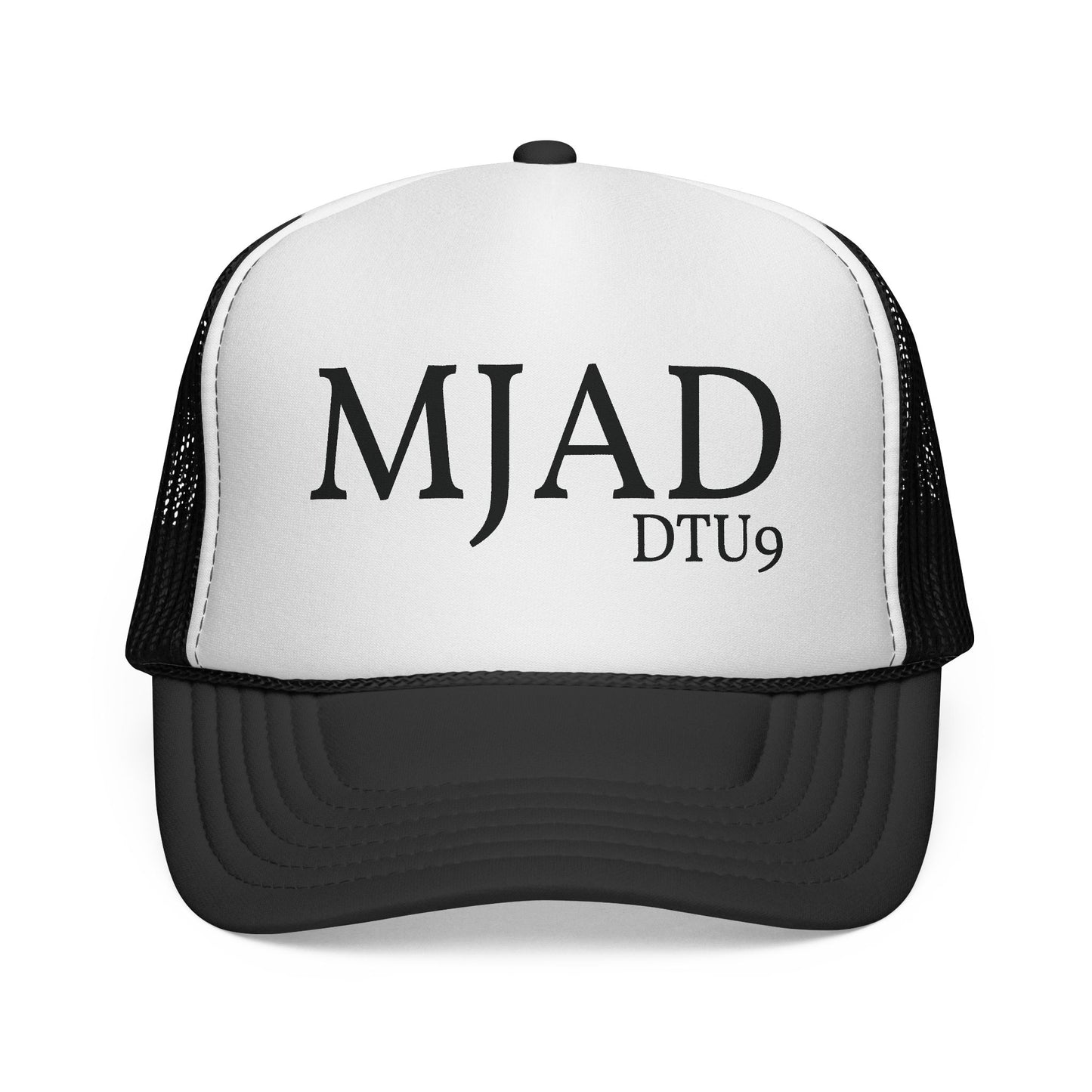 MJAD DTU9 Trucker Cap — Vintage Script Retro Mesh Baseball Hat