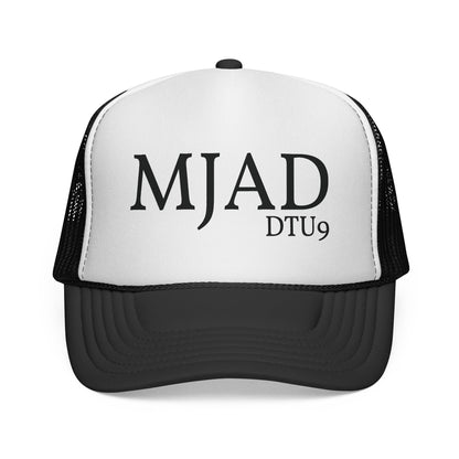 MJAD DTU9 Trucker Cap — Vintage Script Retro Mesh Baseball Hat