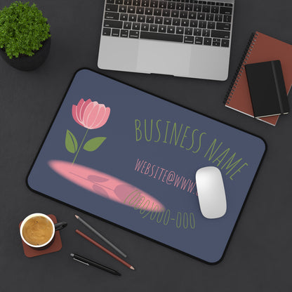 Floral Business Desk Mat — Customizable Logo, Contact Info Mouse Pad