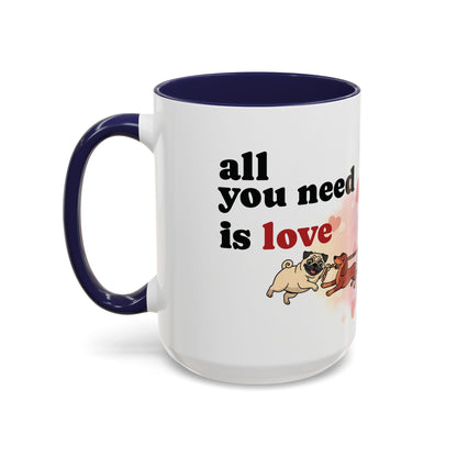 Valentine Dogs Tug-of-Love Mug — Playful Pop-Art Heart Balloons