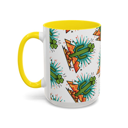 Arizona Shamrock Cactus Mug — Retro Pop Art St. Patrick’s Day Coffee Cup (11/15oz)