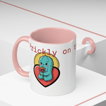 Prickly on the Outside, Soft for You Accent Coffee Mug — Cute Cactus Ceramic Mug (11/15 oz)