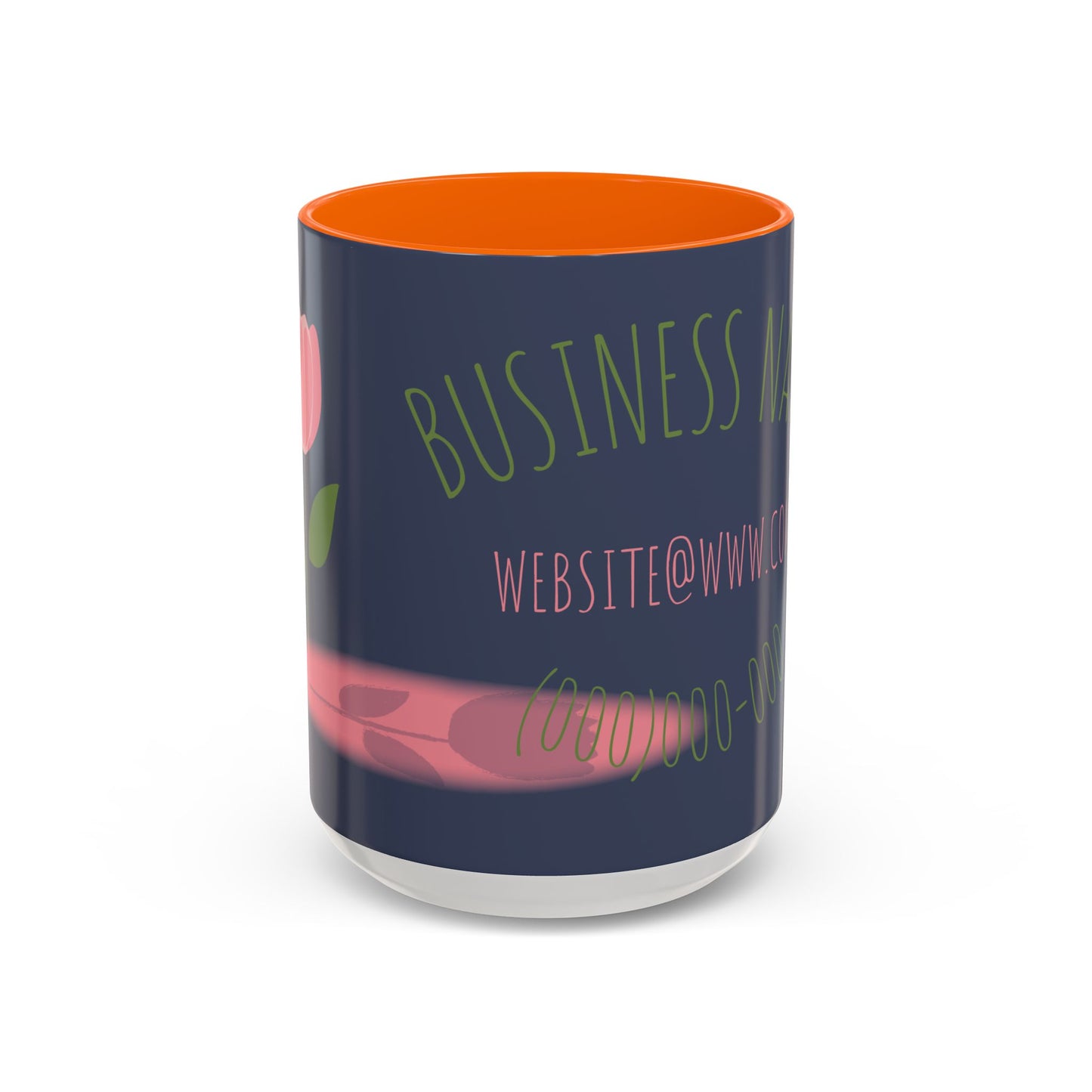 Custom Business Coffee Mug — Personalized Floral Accent Mug with Website & Contact