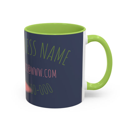 Custom Business Coffee Mug — Personalized Floral Accent Mug with Website & Contact
