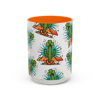 Arizona Shamrock Cactus Mug — Retro Pop Art St. Patrick’s Day Coffee Cup (11/15oz)