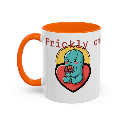 Prickly on the Outside, Soft for You Accent Coffee Mug — Cute Cactus Ceramic Mug (11/15 oz)