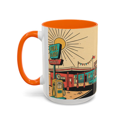 Route 66 Seligman Retro Pop Art Coffee Mug — Vintage Desert Roadside Design (11/15oz)