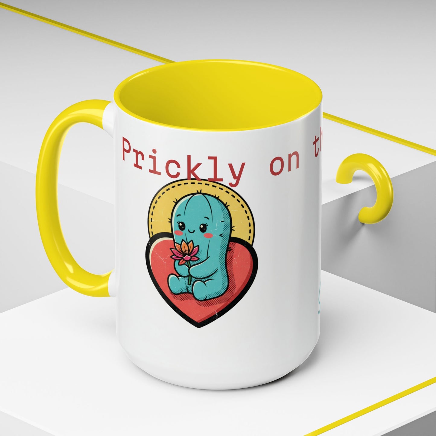 Prickly on the Outside, Soft for You Accent Coffee Mug — Cute Cactus Ceramic Mug (11/15 oz)