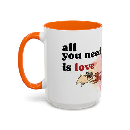 Valentine Dogs Tug-of-Love Mug — Playful Pop-Art Heart Balloons