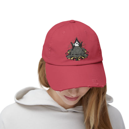 "1820" Distressed Baseball Cap with Gothic Crest Design