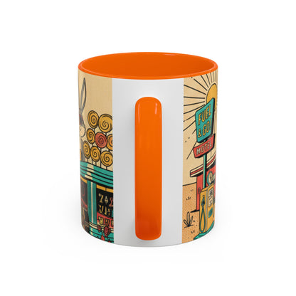 Route 66 Seligman Retro Pop Art Coffee Mug — Vintage Desert Roadside Design (11/15oz)